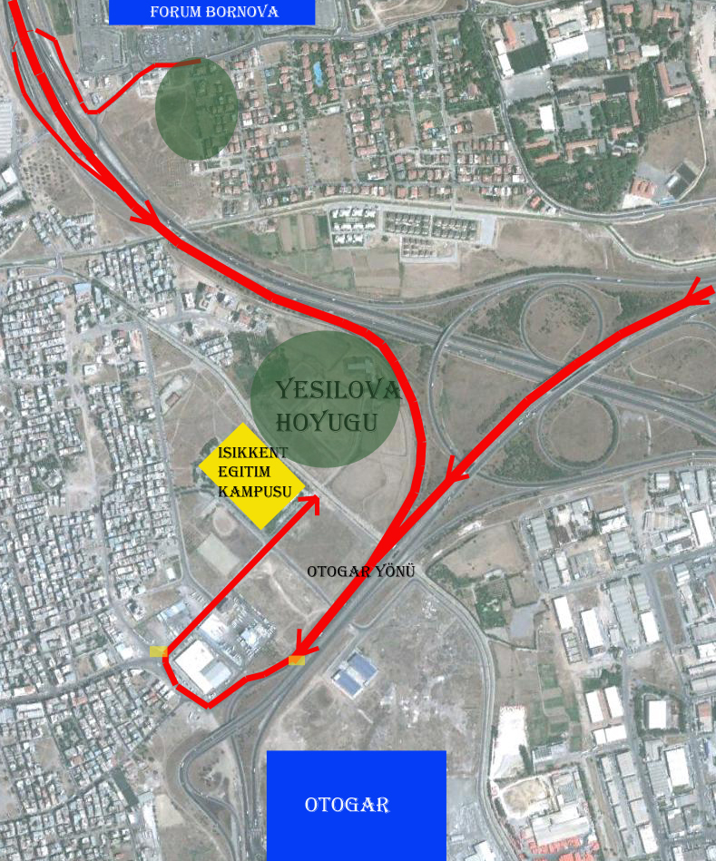 Yeşilova Höyüğü ulaşım krokisi